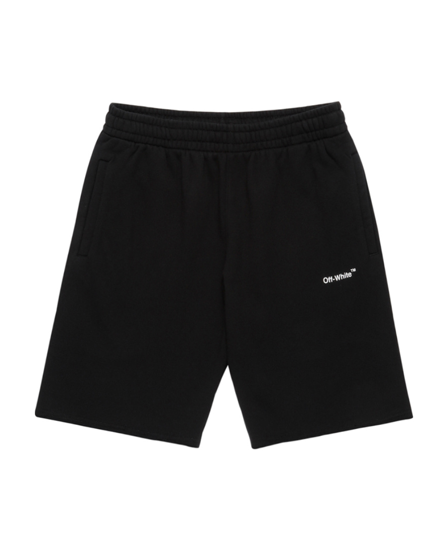 Off-white Logo-print Knee-length Track Shorts In Black