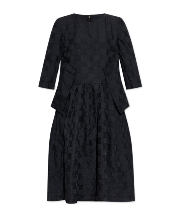 Shop Comme Des Garçons Round Neck Long Sleeve Dress In Black