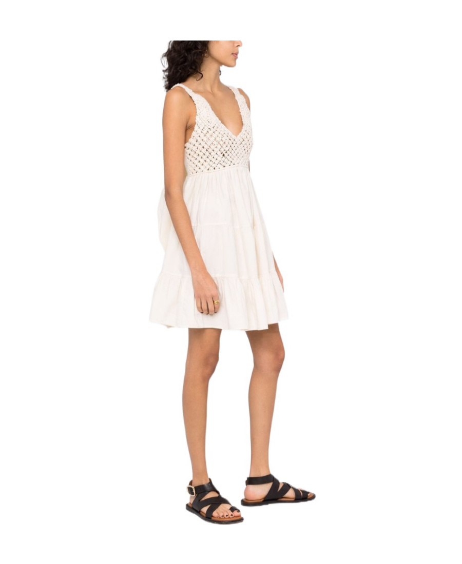 Pinko Bow-detail Open-knit Minidress In White