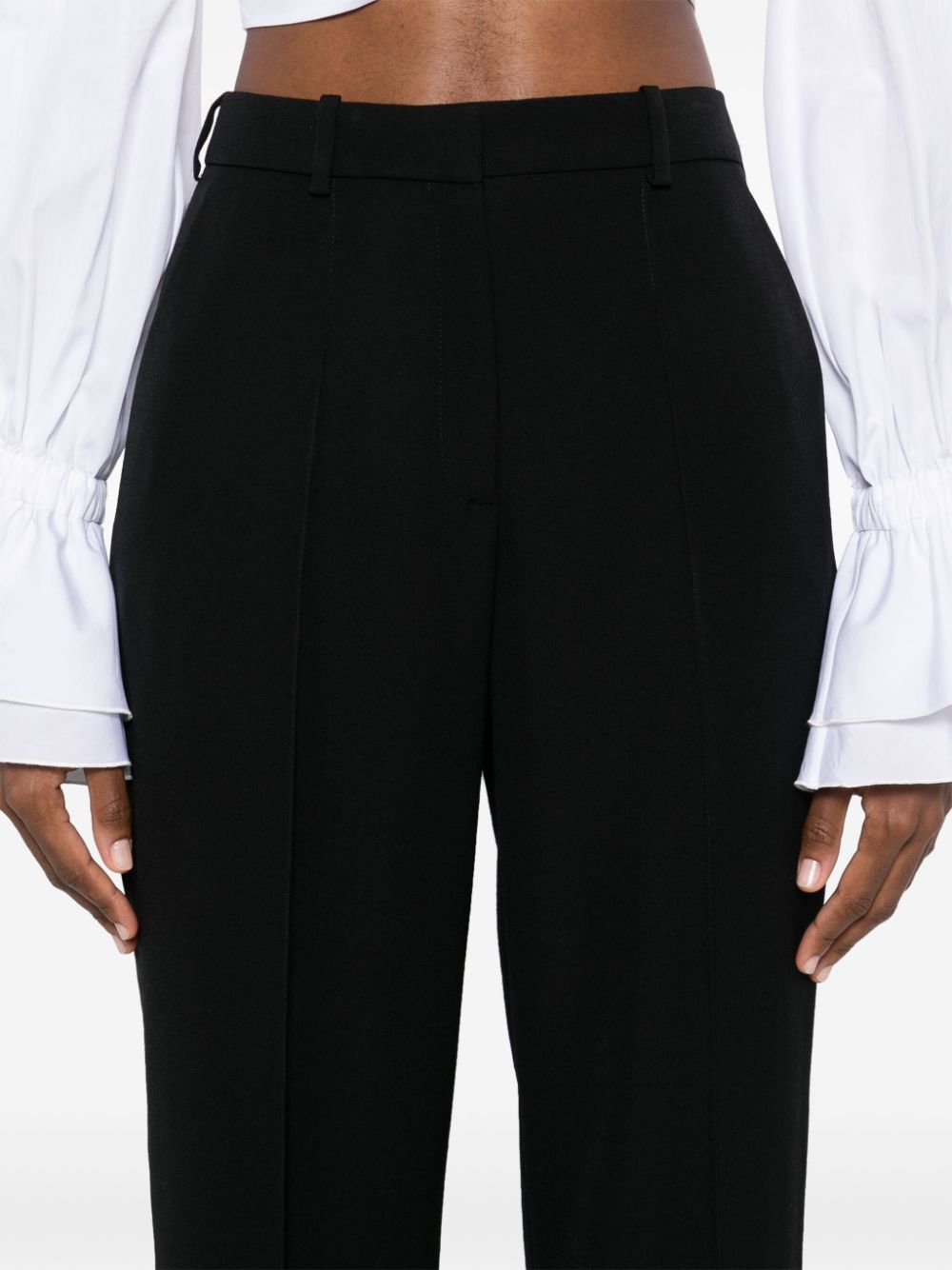 Balmain Tailored Grain De Poudre Trousers In Black