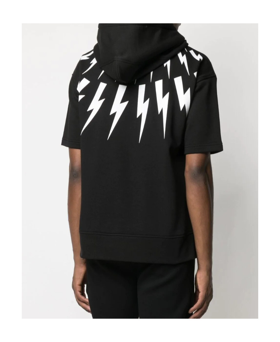 Neil Barrett Printed Short-sleeved Hoodie In Black