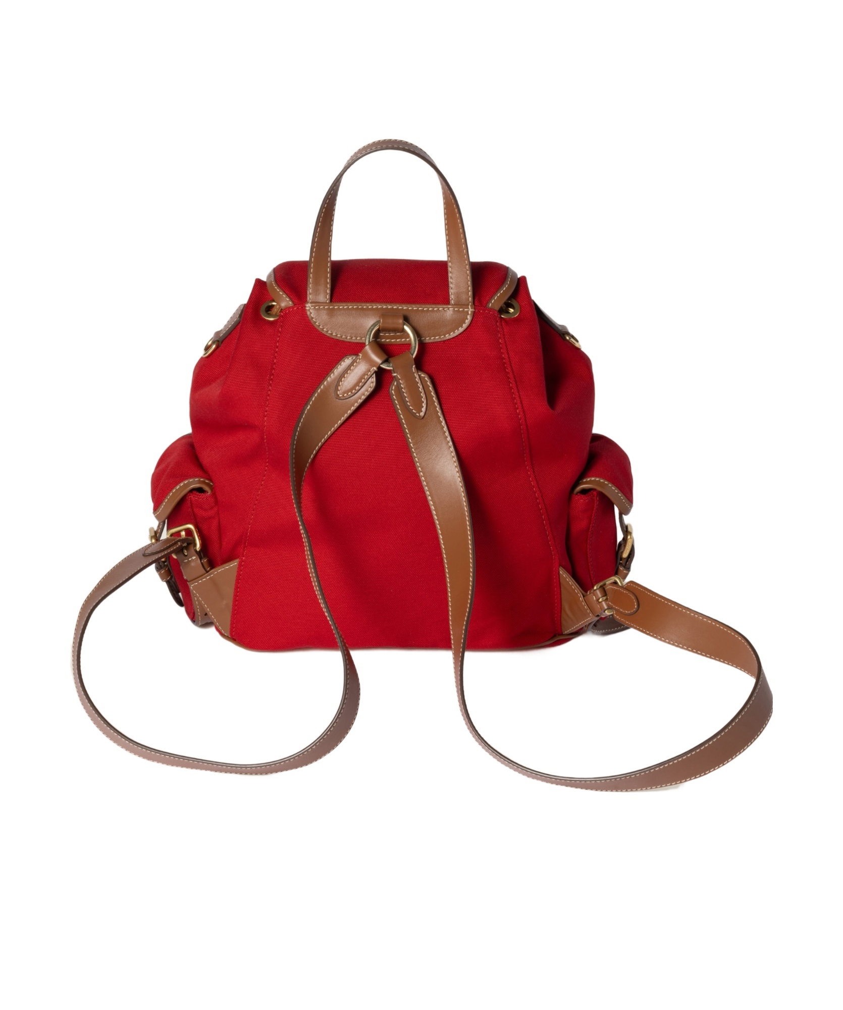 Miu Miu Canvas And Leather Backpack In Red