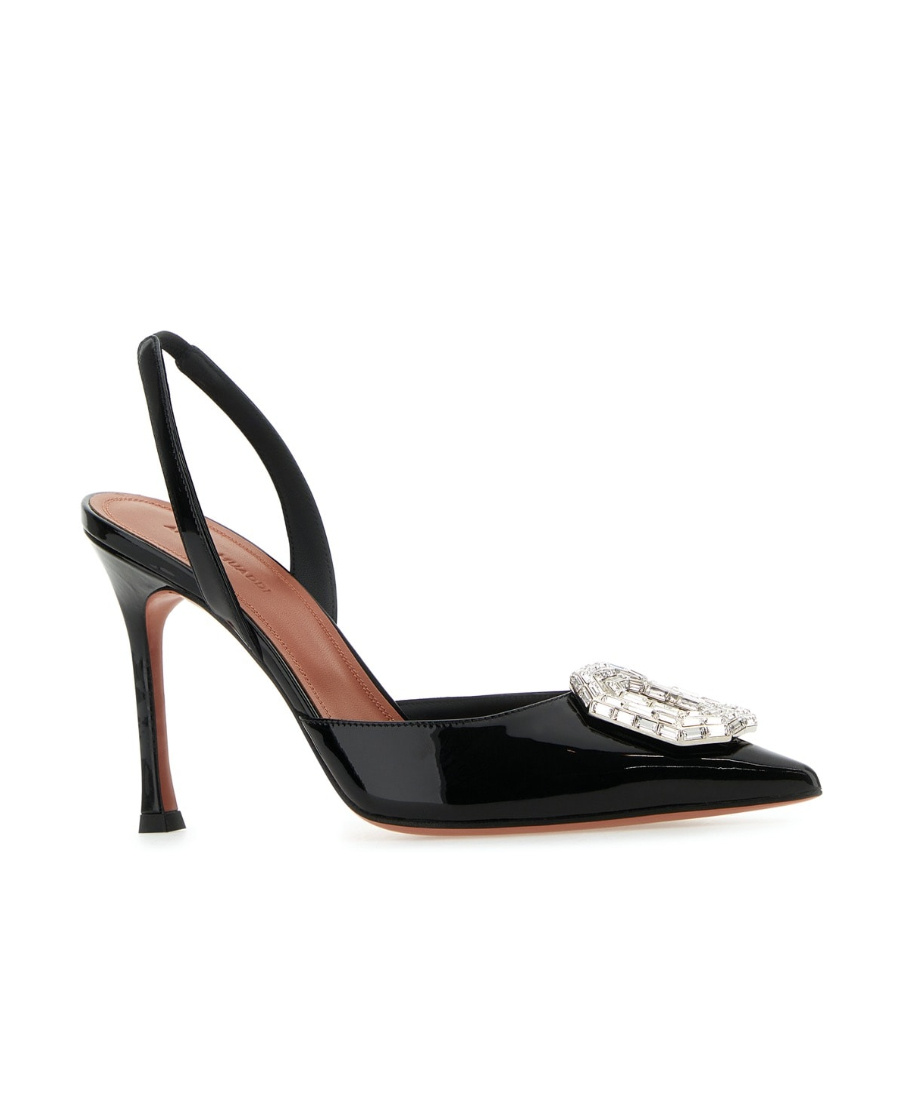 Amina Muaddi Satin Camelia Slingback Pumps 105 In Black