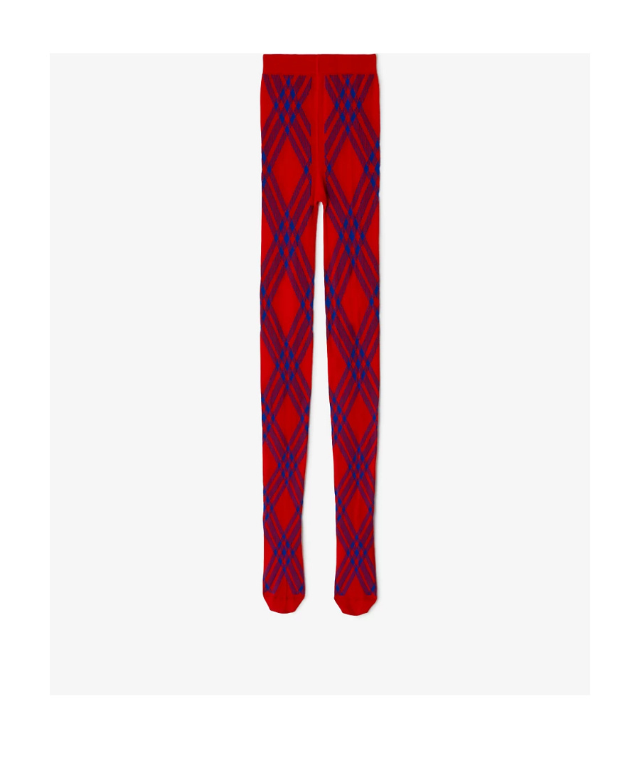 Burberry Check-pattern Wool Blend Tights In Red