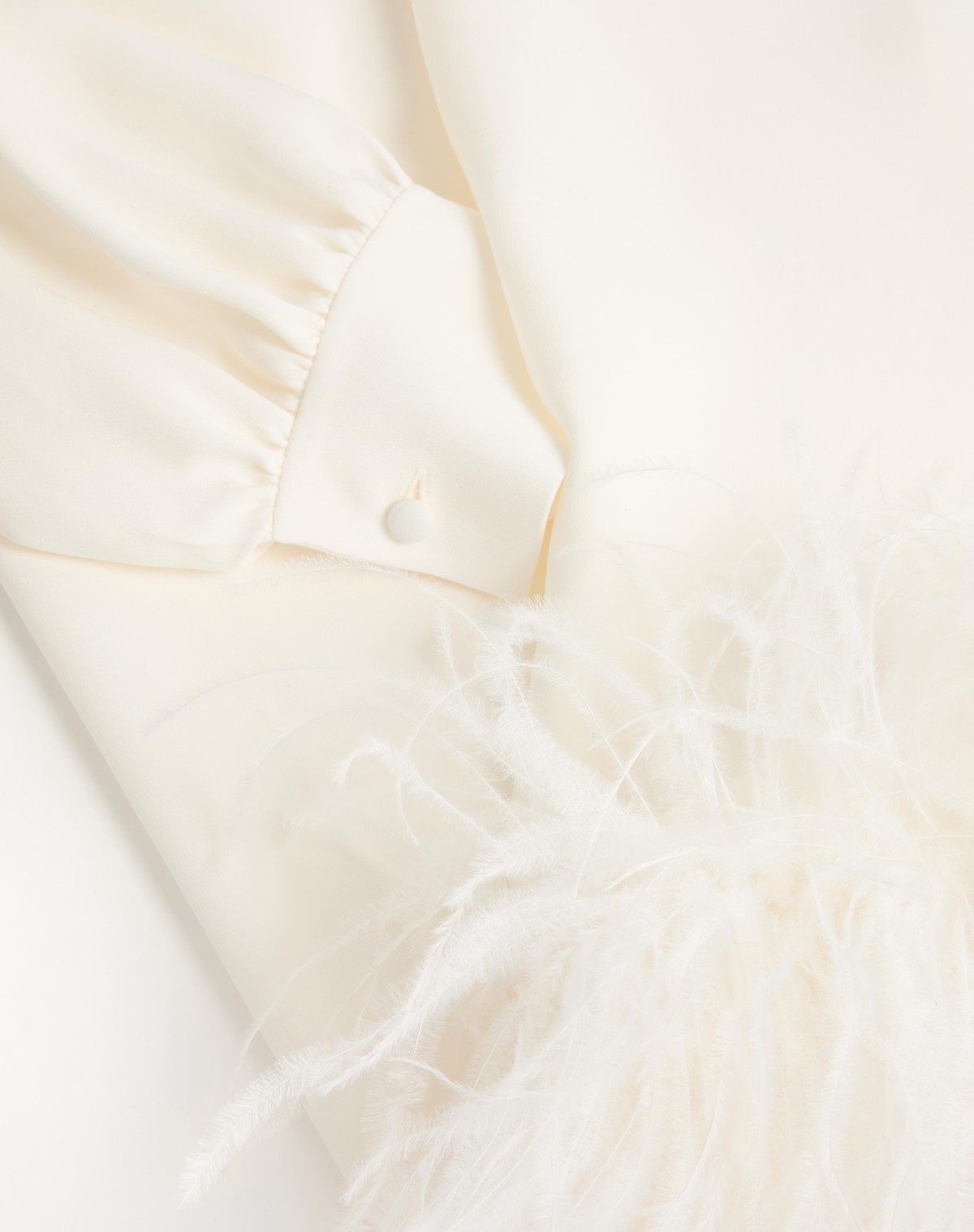 Valentino Cady Couture Midi Dress With Feathers In Ivory White