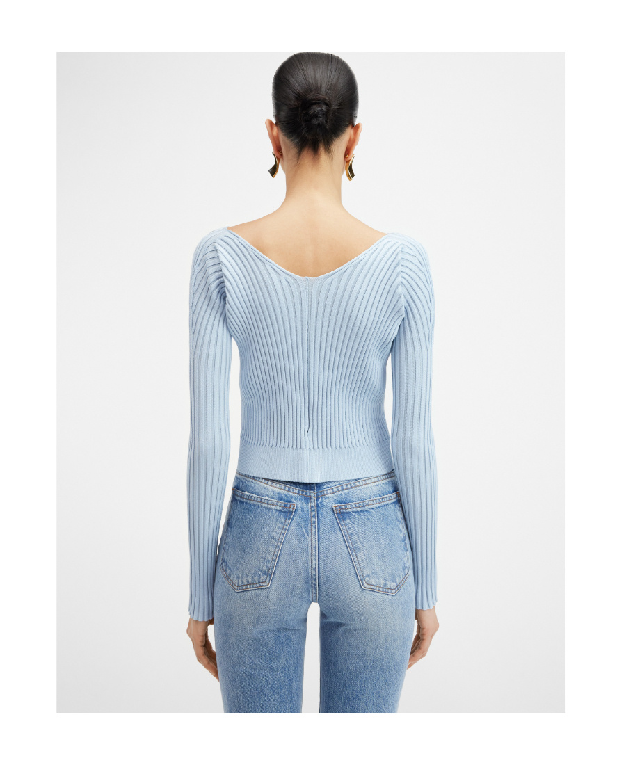 Jacquemus Logo Plaque Knitted Cardigan In Blue