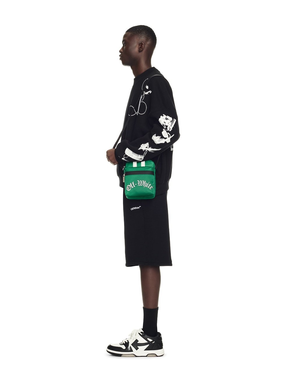 Off-white Outdoor Mesh Messenger Bag In Green