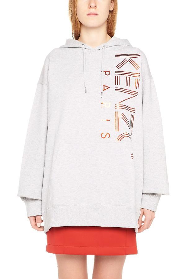Kenzo Letter Logo Printed Hooded Sweater In White