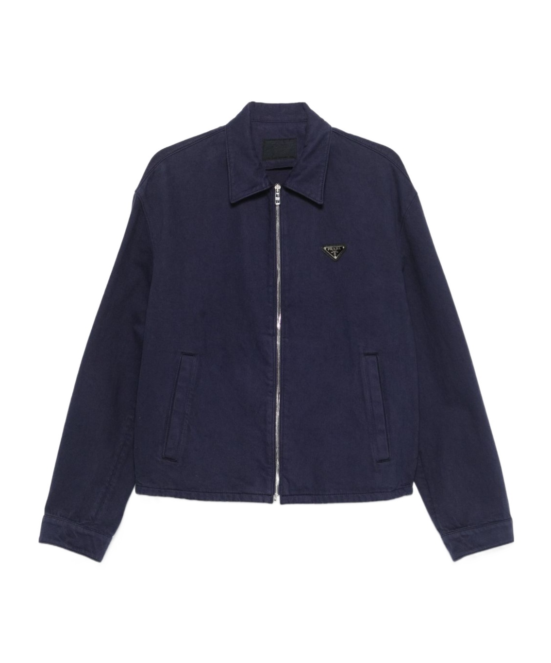 Shop Prada Old Denim Zipper Jacket In Blue