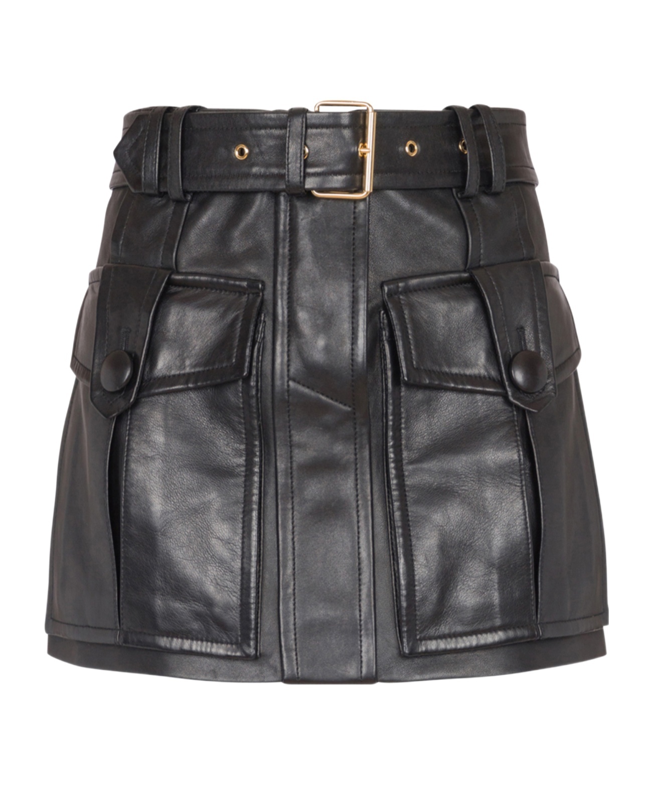 Balmain Lambskin Belted Mini Skirt