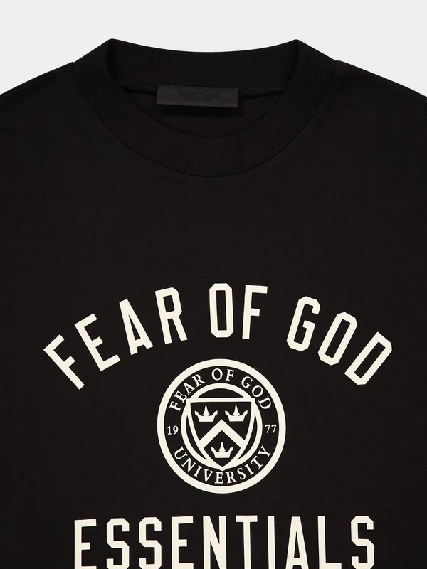 Essentials Black Long Sleeve T-shirt With University Logo In Black