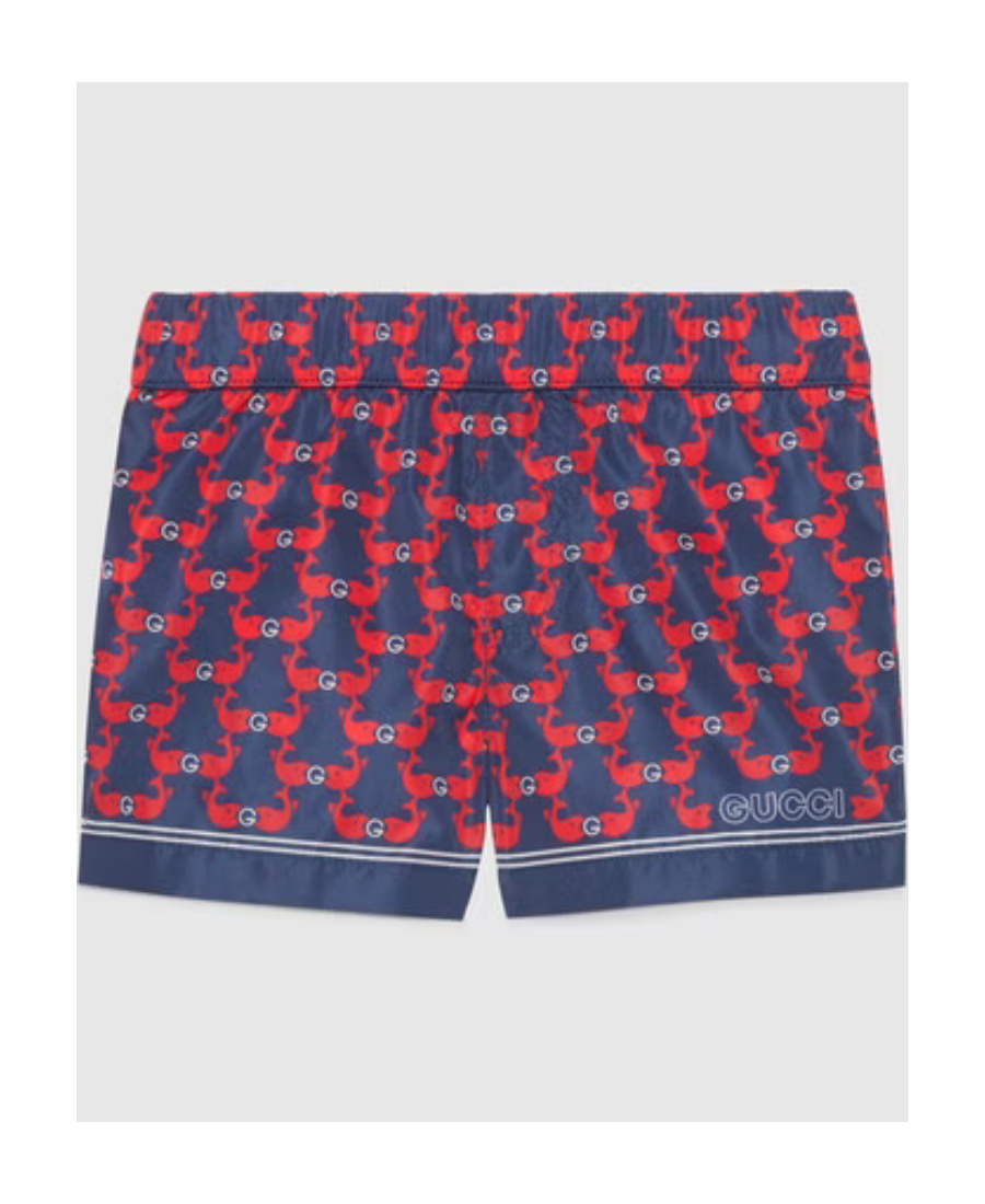 Gucci Children's Printed Nylon Swim Shorts In Blue
