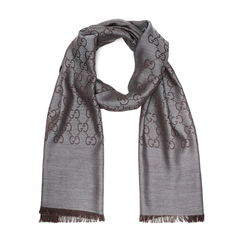 Gucci Classic Logo Scarf In Gray