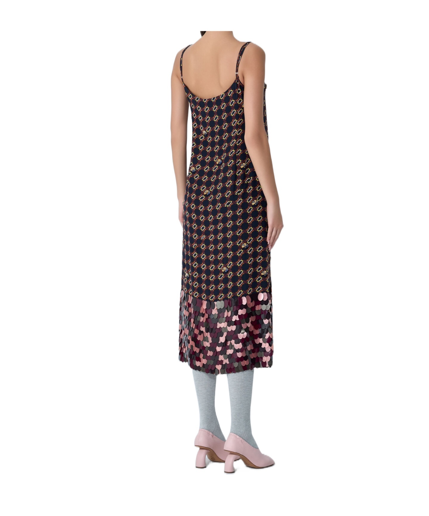 Dries Van Noten Embellished Slip Midi Dress In Black