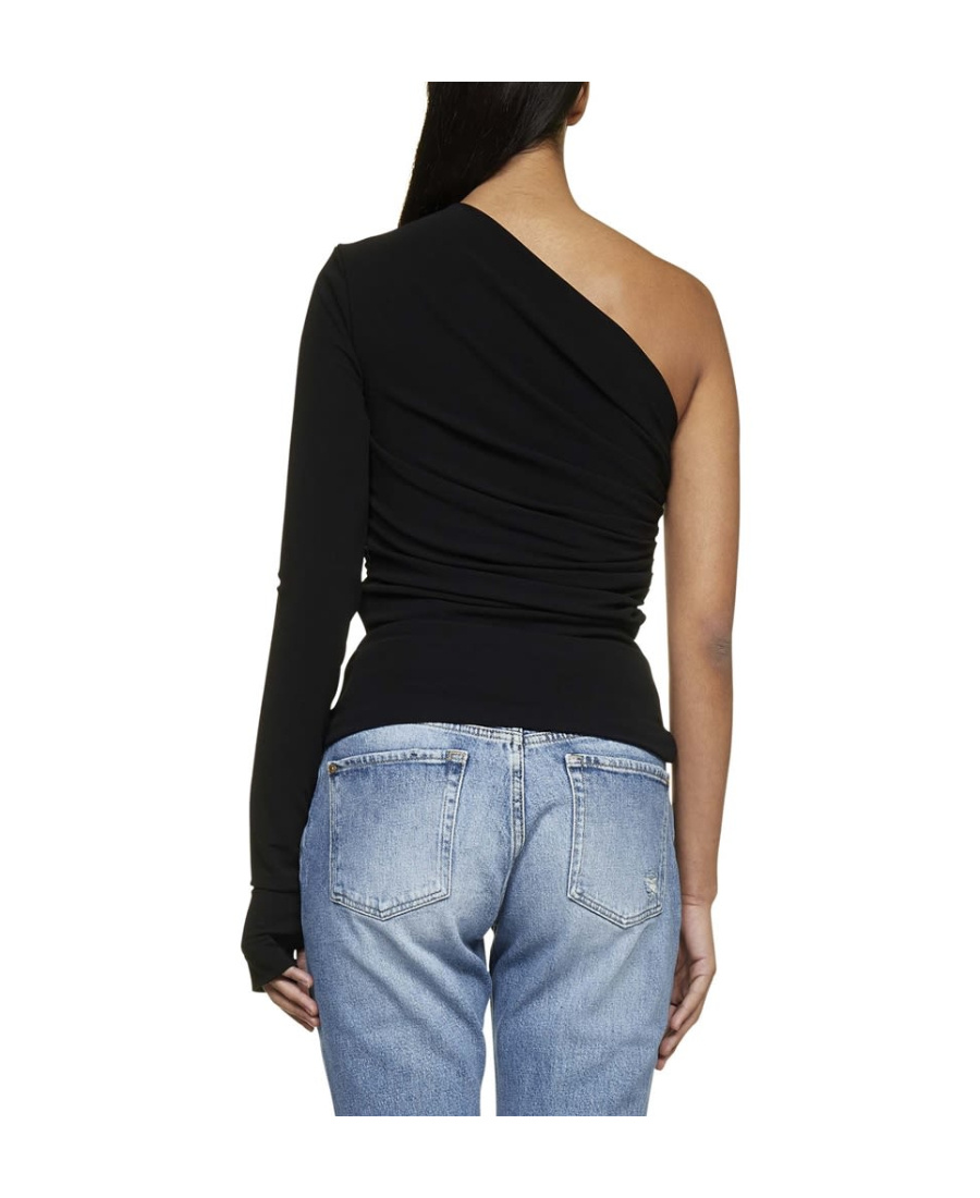 Dsquared2 One-shoulder Ruched Top In Black