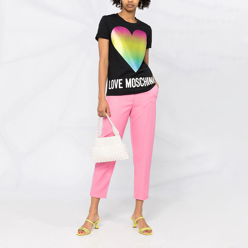 Moschino T-shirt With Round Neck And Short Sleeves In Green