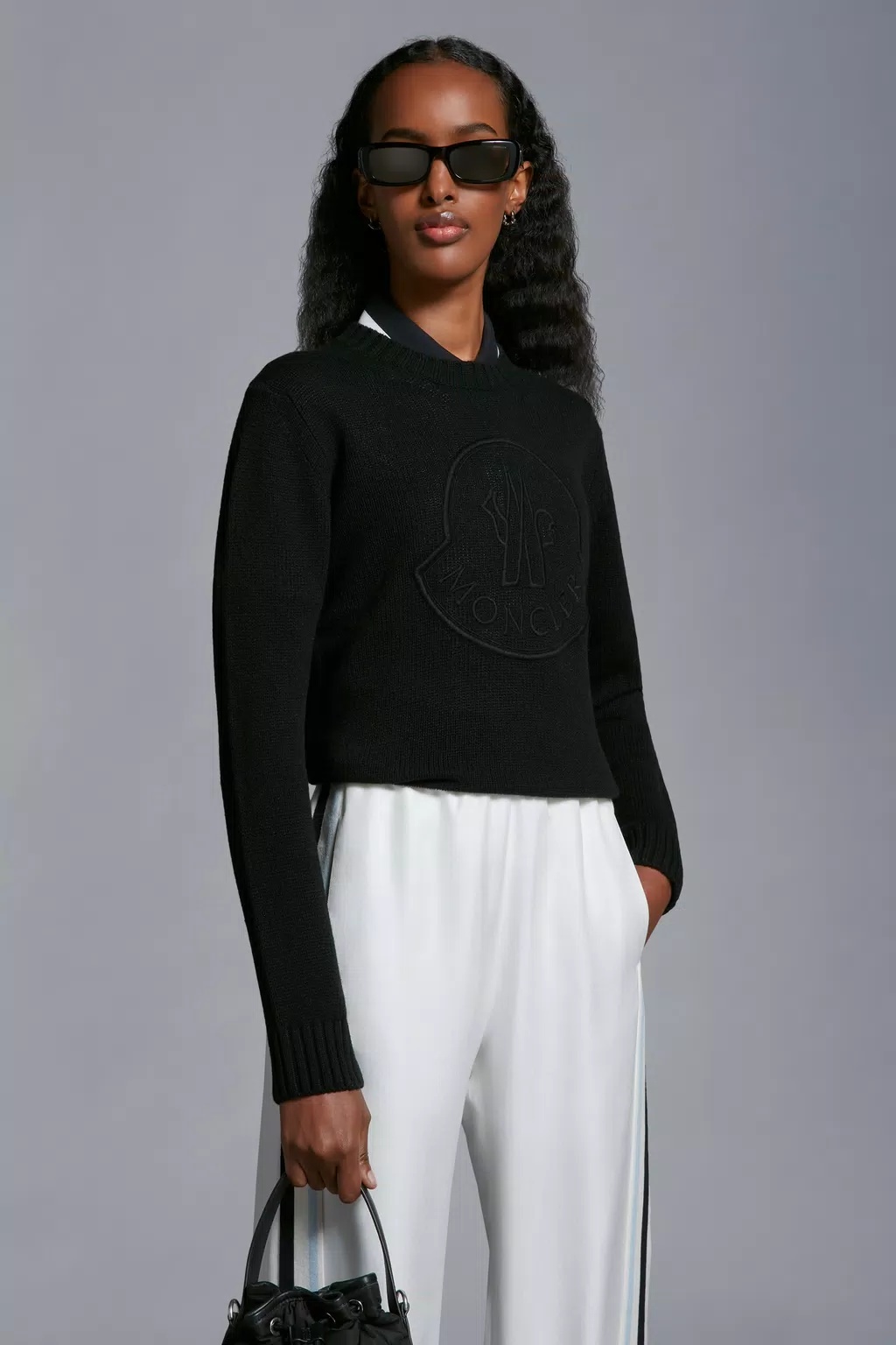 Moncler Wool And Cashmere Jumper In Black