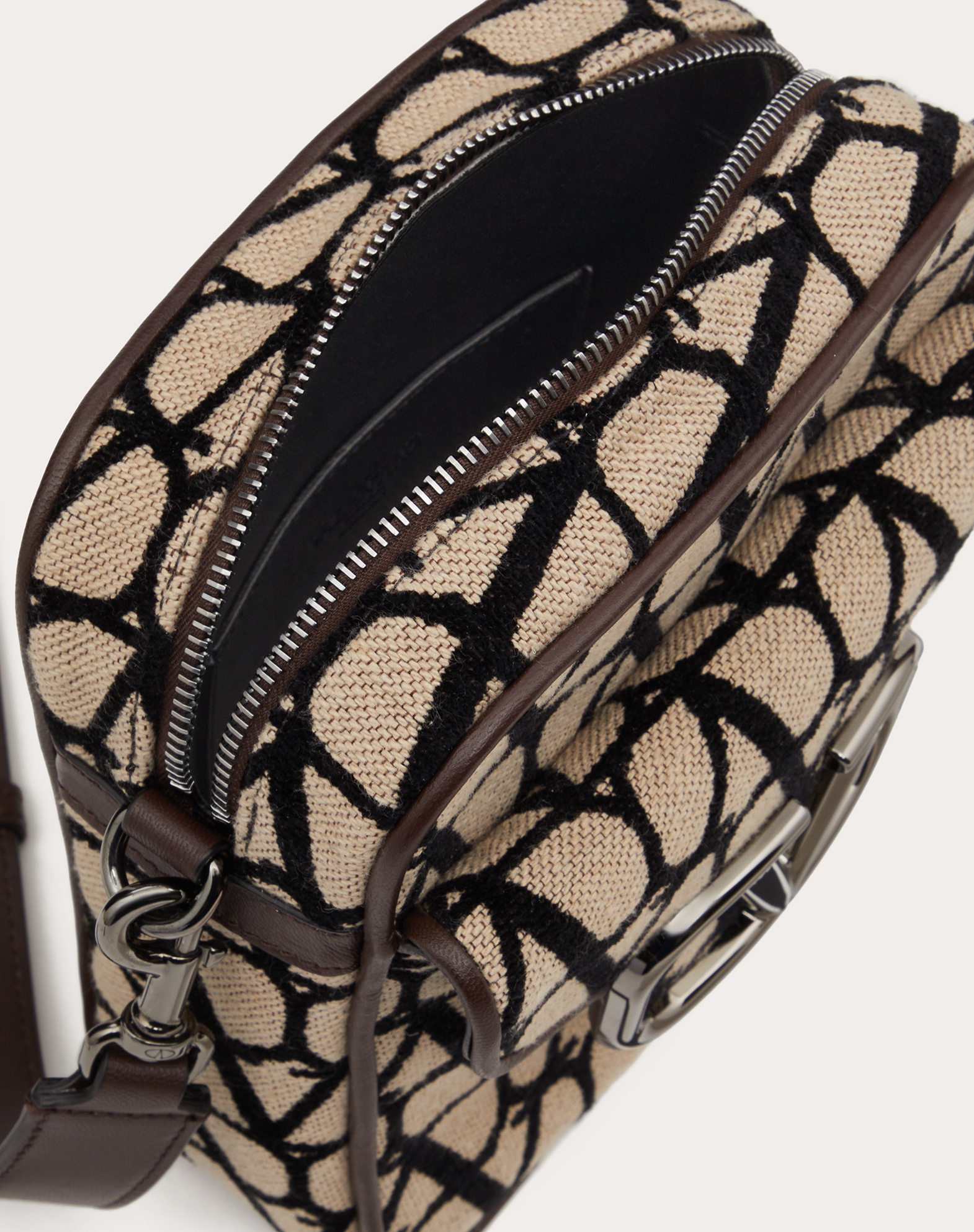 Valentino Toile Iconographe Vlogo Messenger Bag In Black