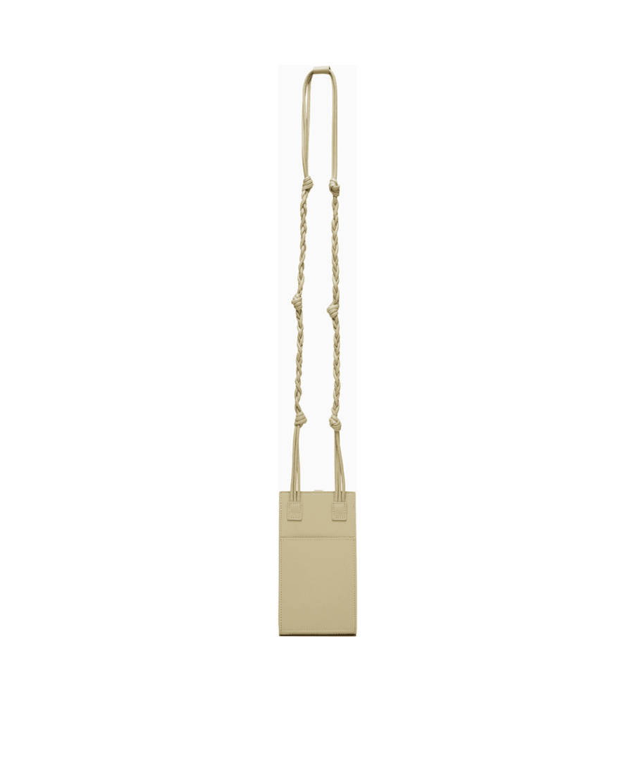 Jil Sander Leather Twisted Strap Bag In Nude