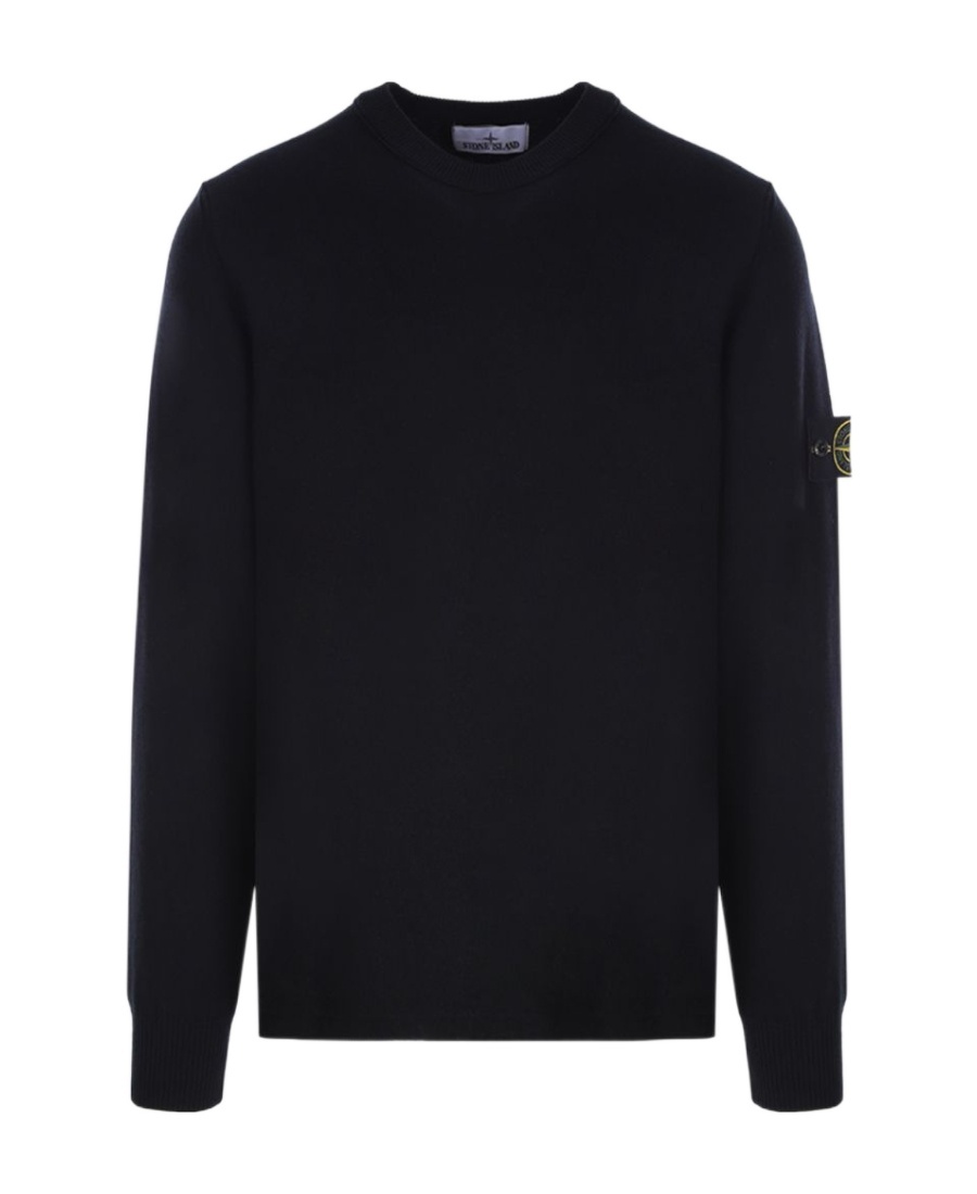 Shop Stone Island Compass-patch Crewneck Jumper In Black