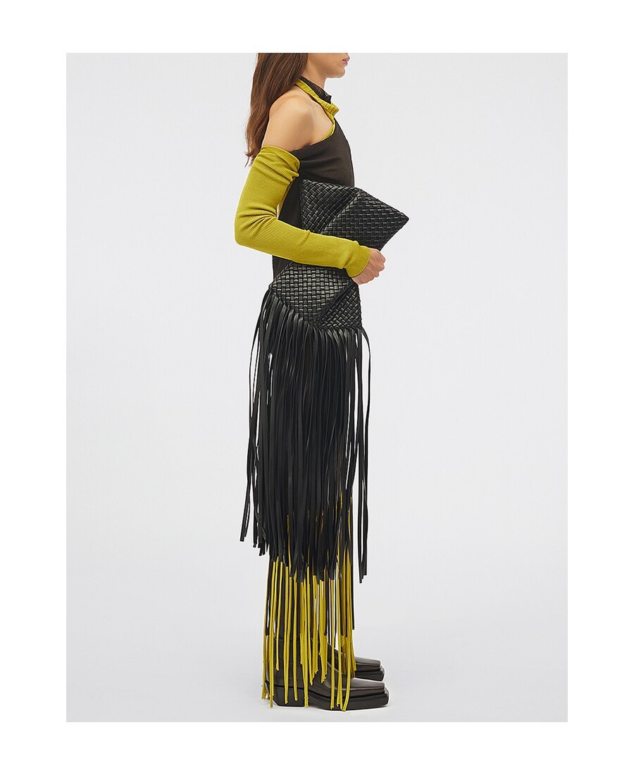 BOTTEGA VENETA FRINGE CRISSCROSS CLUTCH
