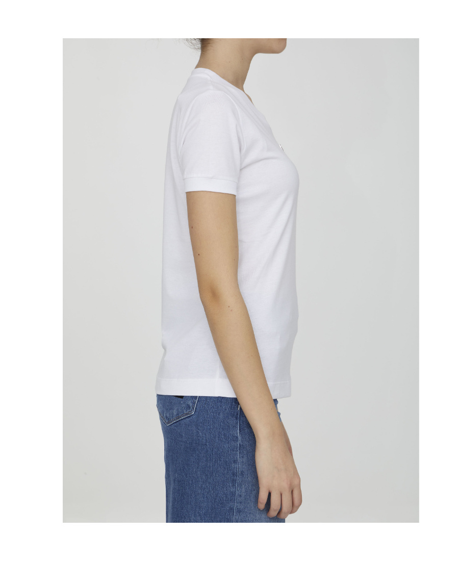 Dolce & Gabbana White T-shirt With Dg Logo On The Front Finished With Rhinestones In Cotton Woman In White