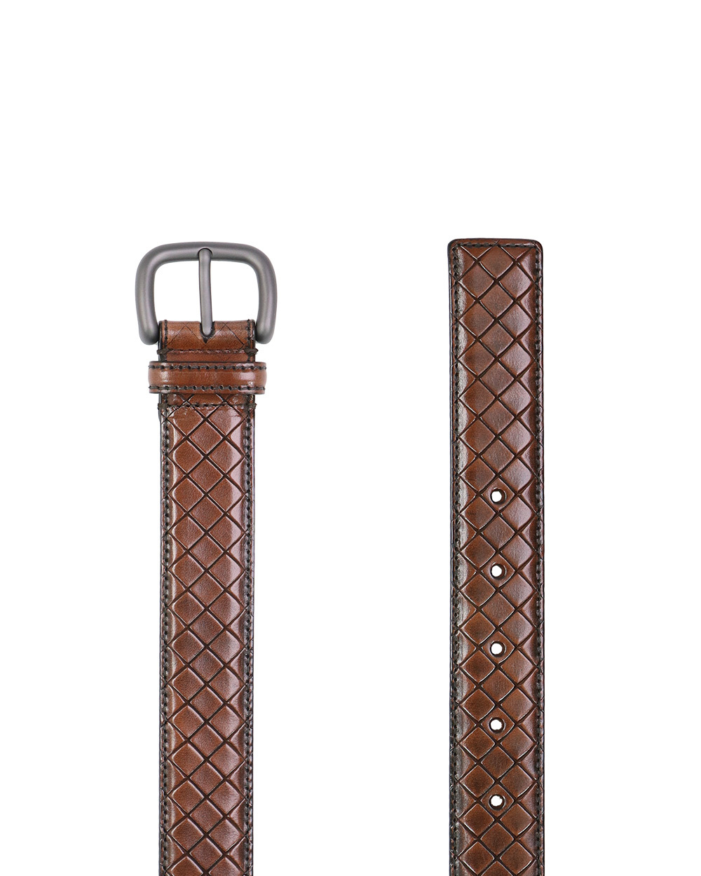 Bottega Veneta Logo Carved Belt In Brown