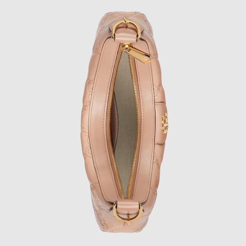 Gucci Small Gg Matelassé Shoulder Bag In Nude