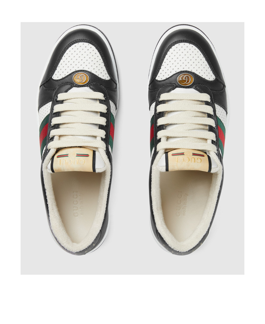Gucci Screener Web Stripe Lace-up Sneakers In Black