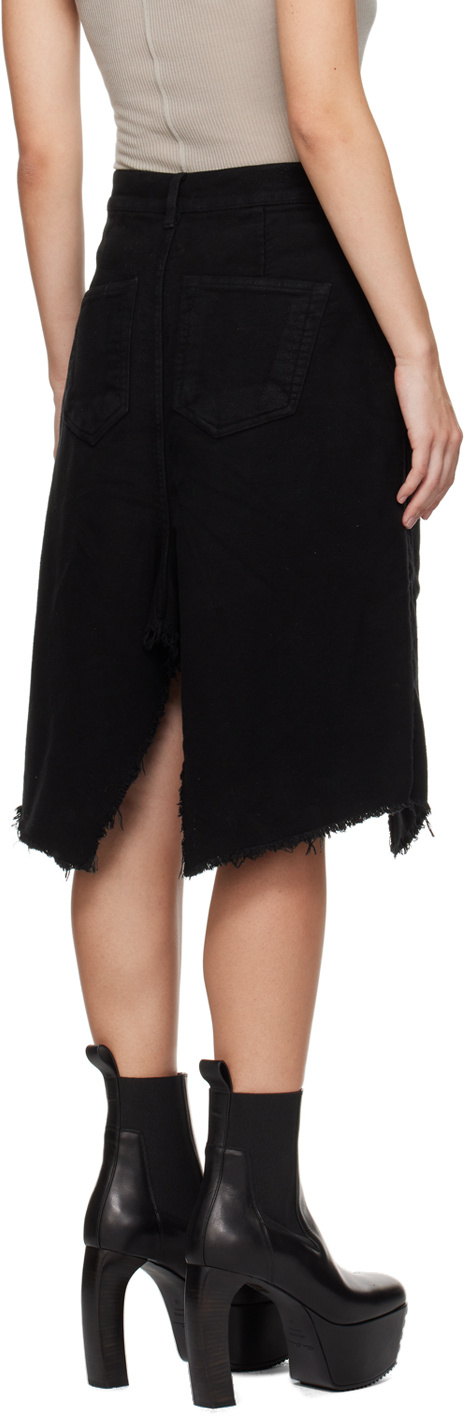 Rick Owens Drkshdw Black Slivered Midi Skirt In Black