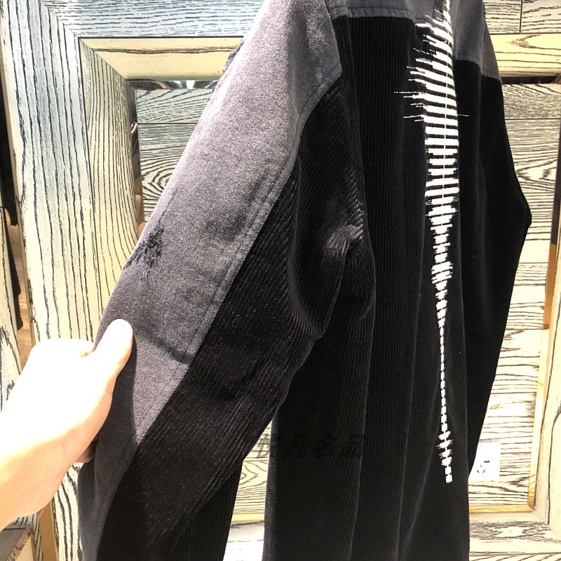 Forcerpblk Corduroy Spliced Casual Jacket In Black