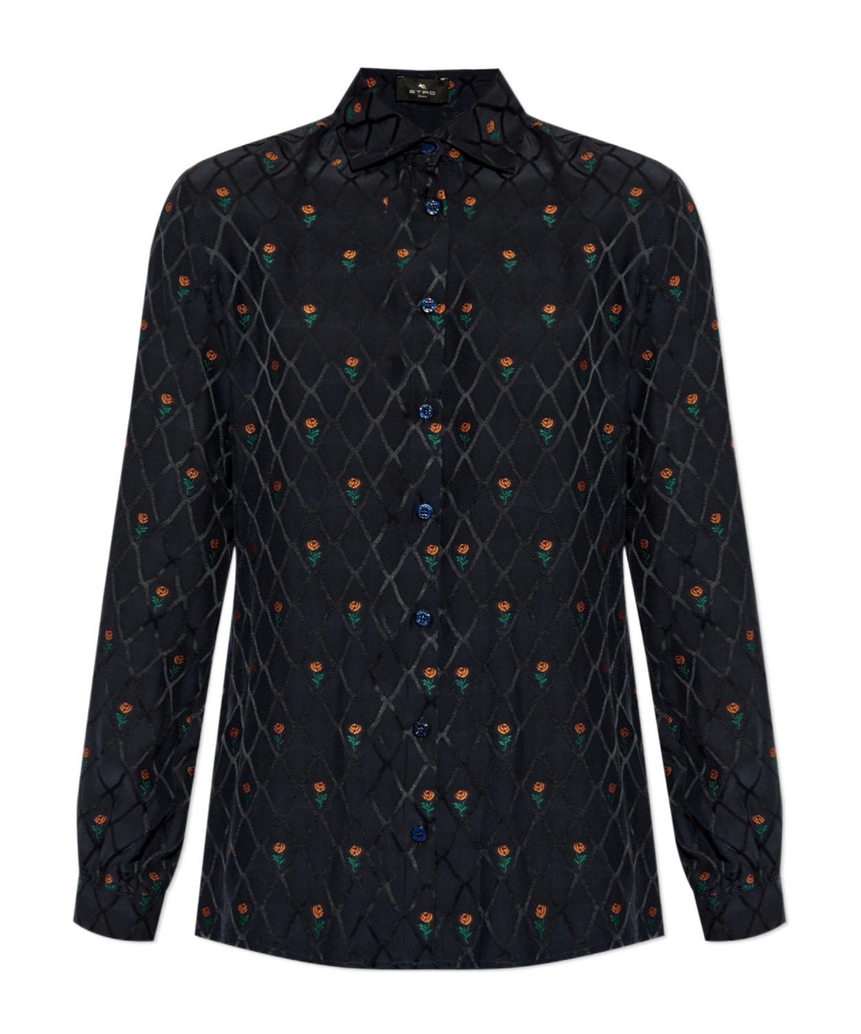 Etro Floral Diamond Grid Shirt In Black
