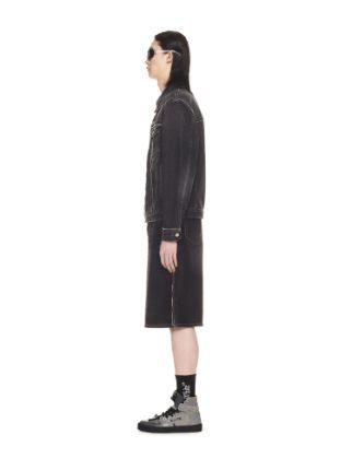 Off-white For Ever Denim Skate Jacket With Decorative Zips In Black