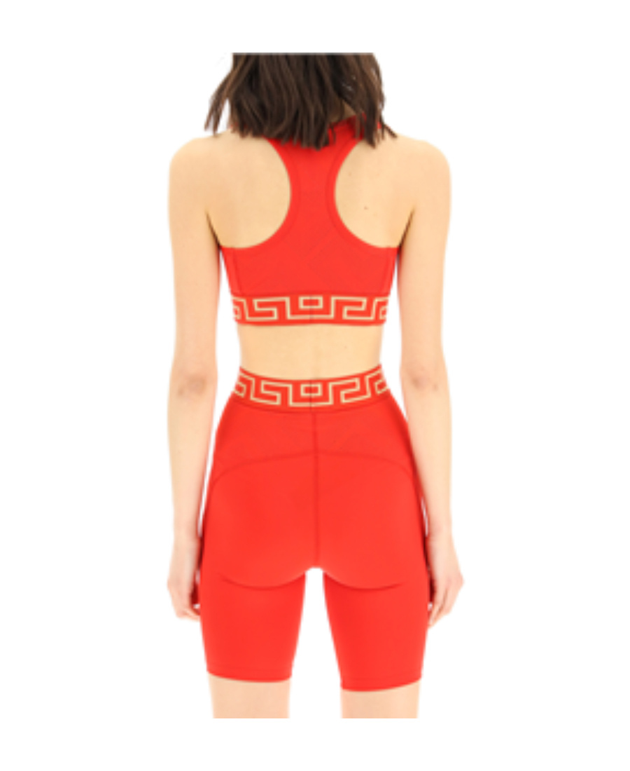 Versace Greca-print Cropped Top In Red