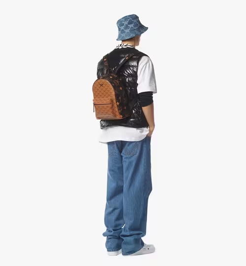 Mcm Zip-up Backpack In Brown