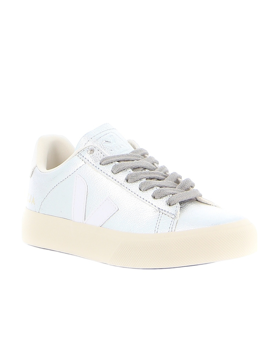 Veja Round Toe Lace-up Sneakers In White