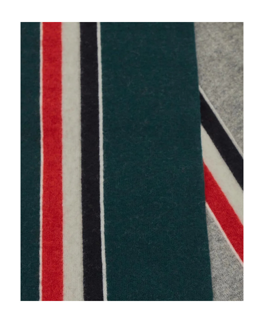 Thom Browne Tricolour Detail Knitted Scarf In Black