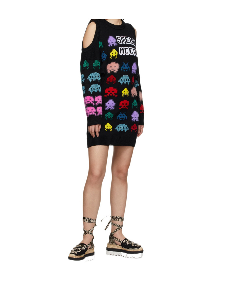 Stella Mccartney Gamer Intarsia-knit Cut-out Dress In Black