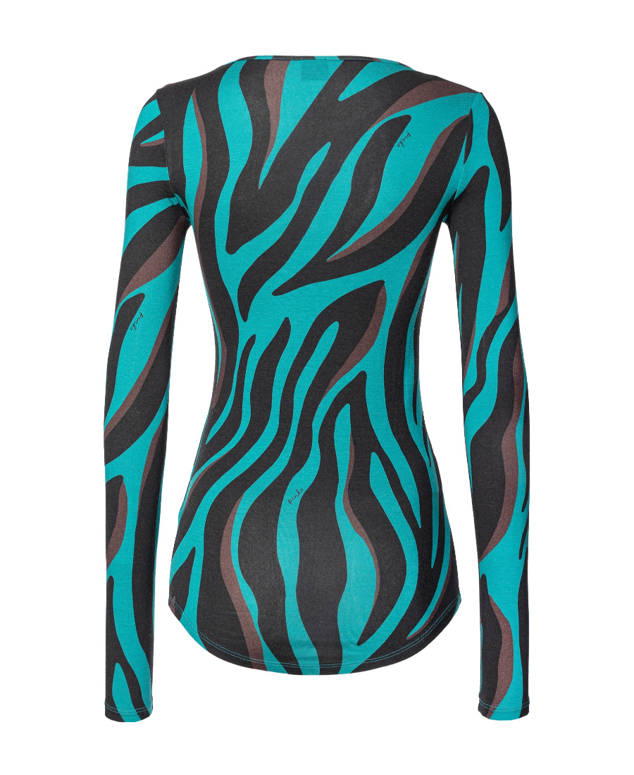 Pinko Zebra-print Round-neck T-shirt In Black