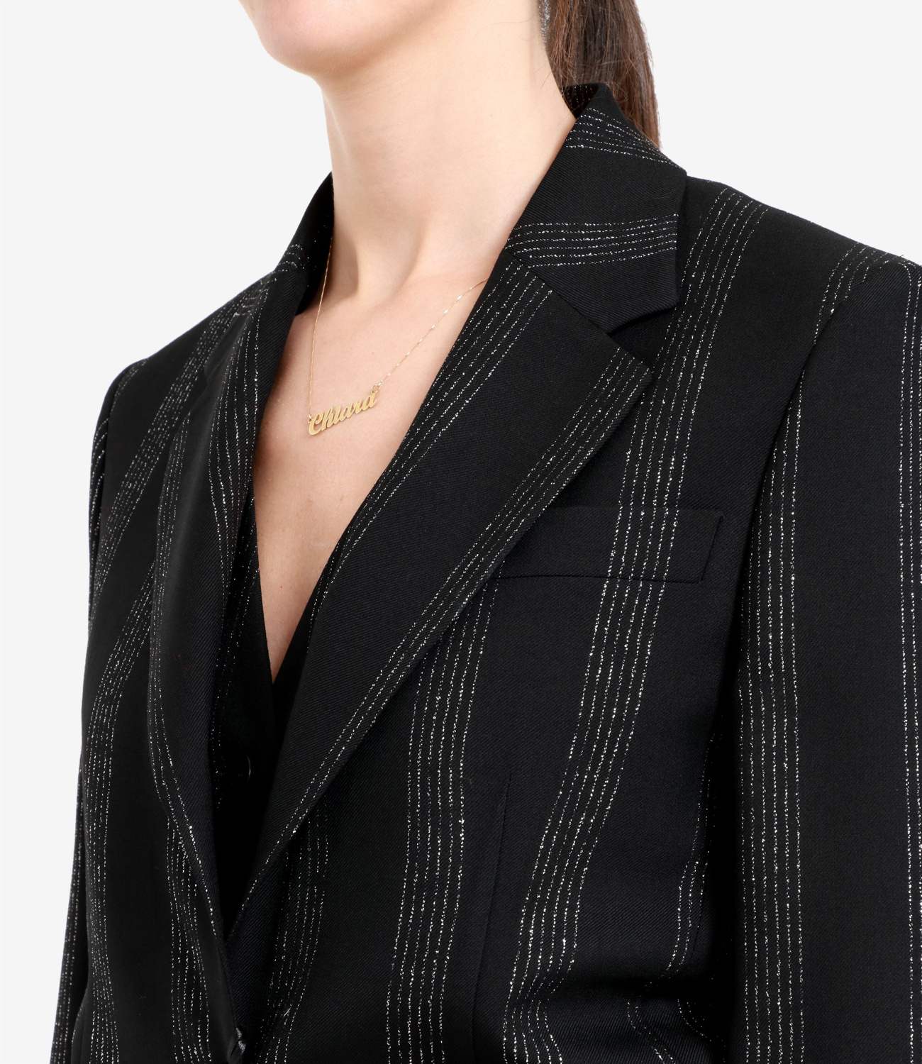 Msgm Striped Single-breasted Blazer In Black