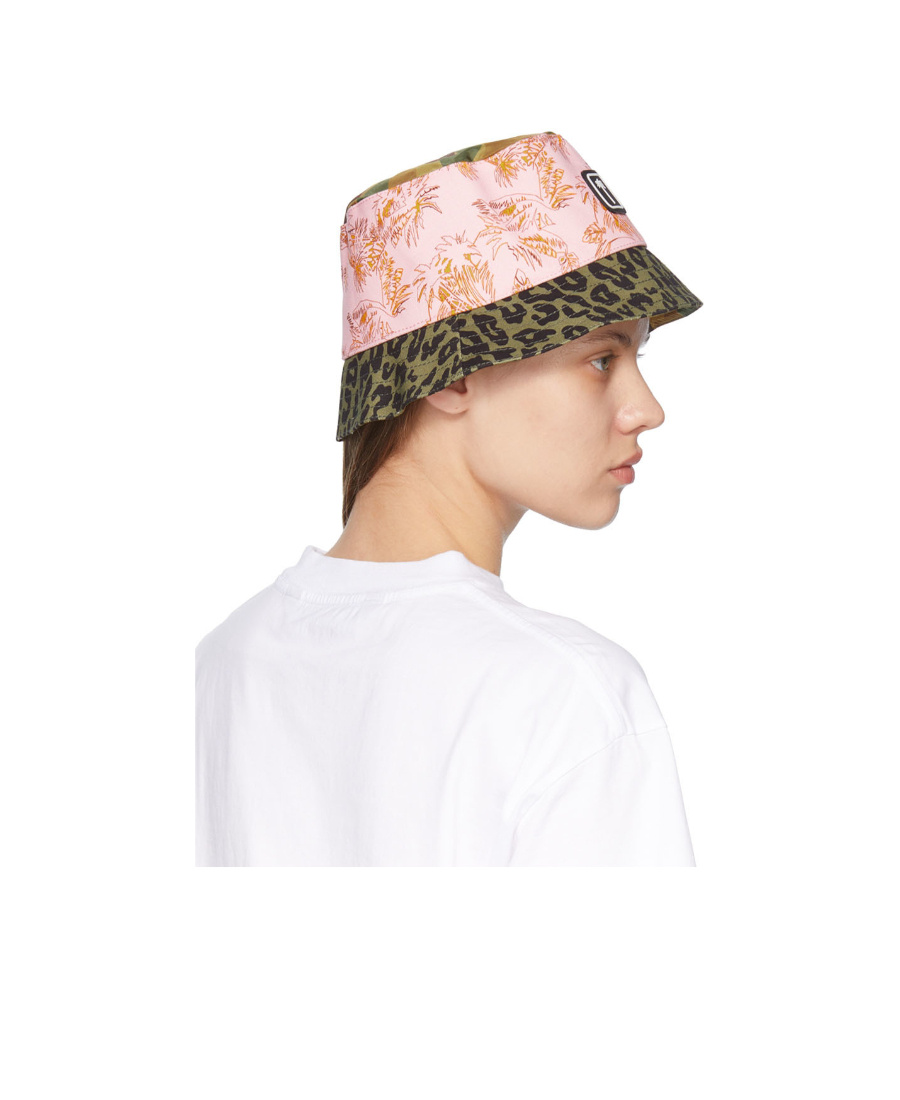 Palm Angels Mixed-print Bucket Hat In White