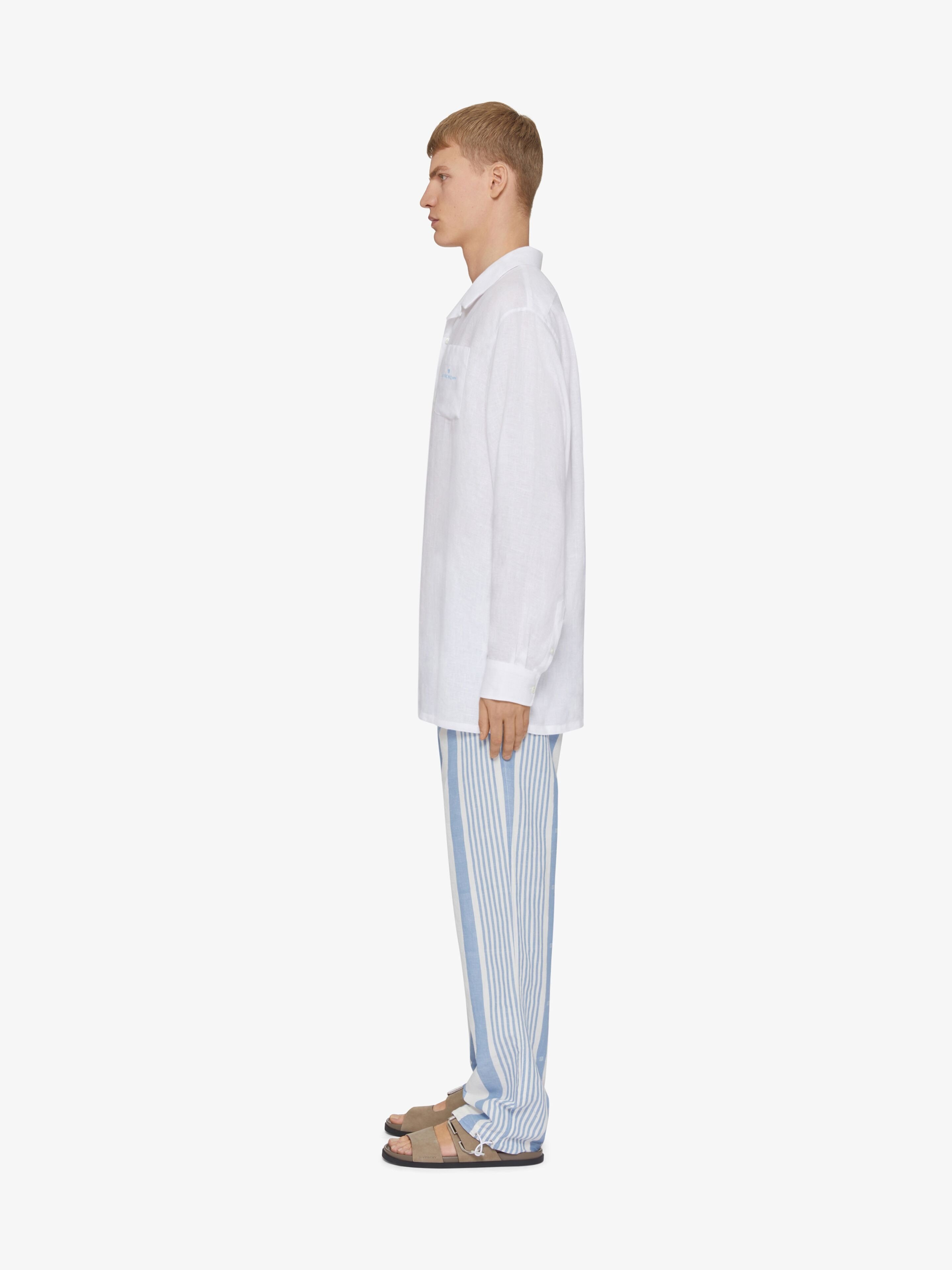 Givenchy Pants In Linen With 4g Stripes In White