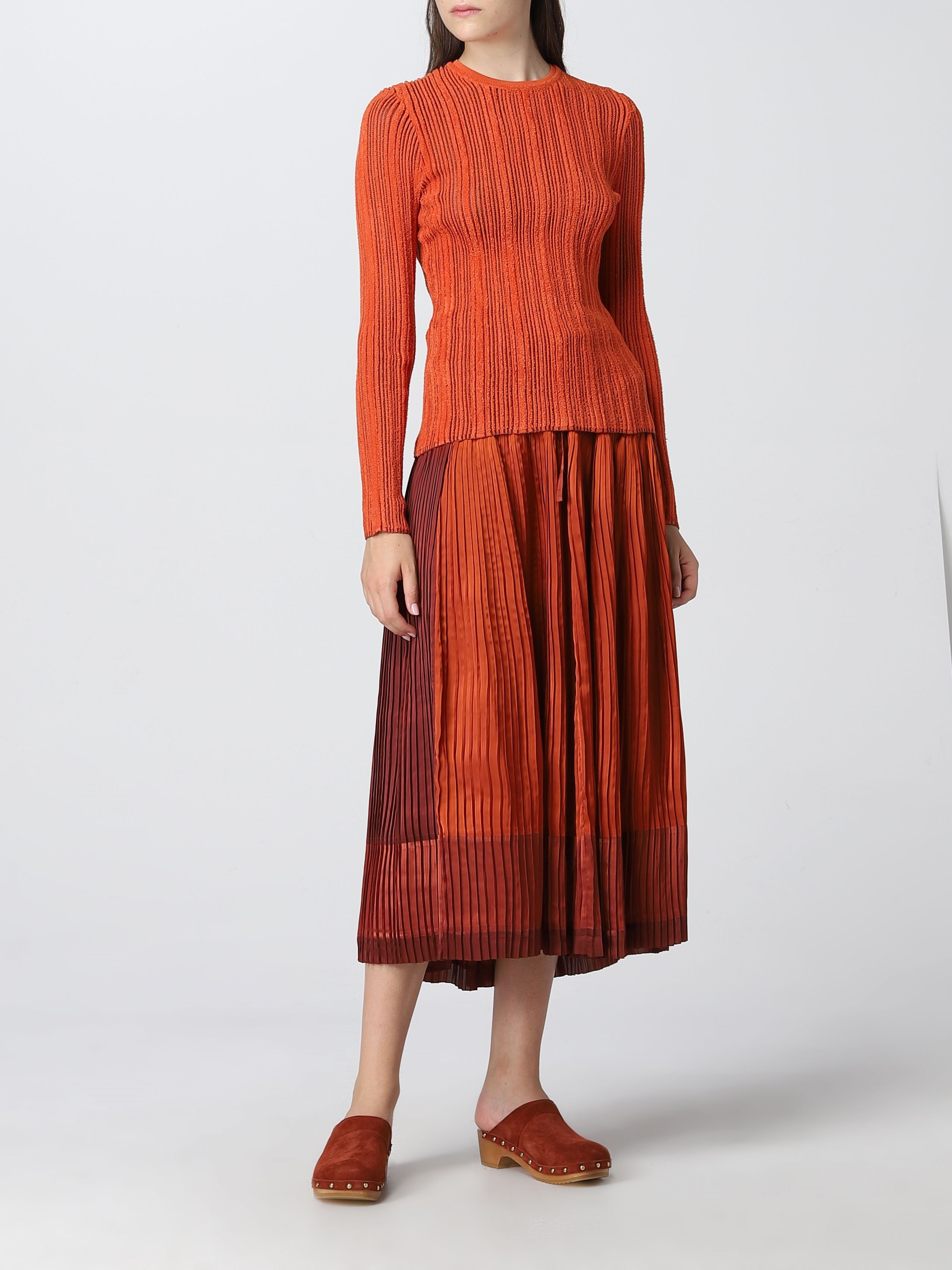 Ulla Johnson Malia Pleated Drawstring Maxi Skirt In Red