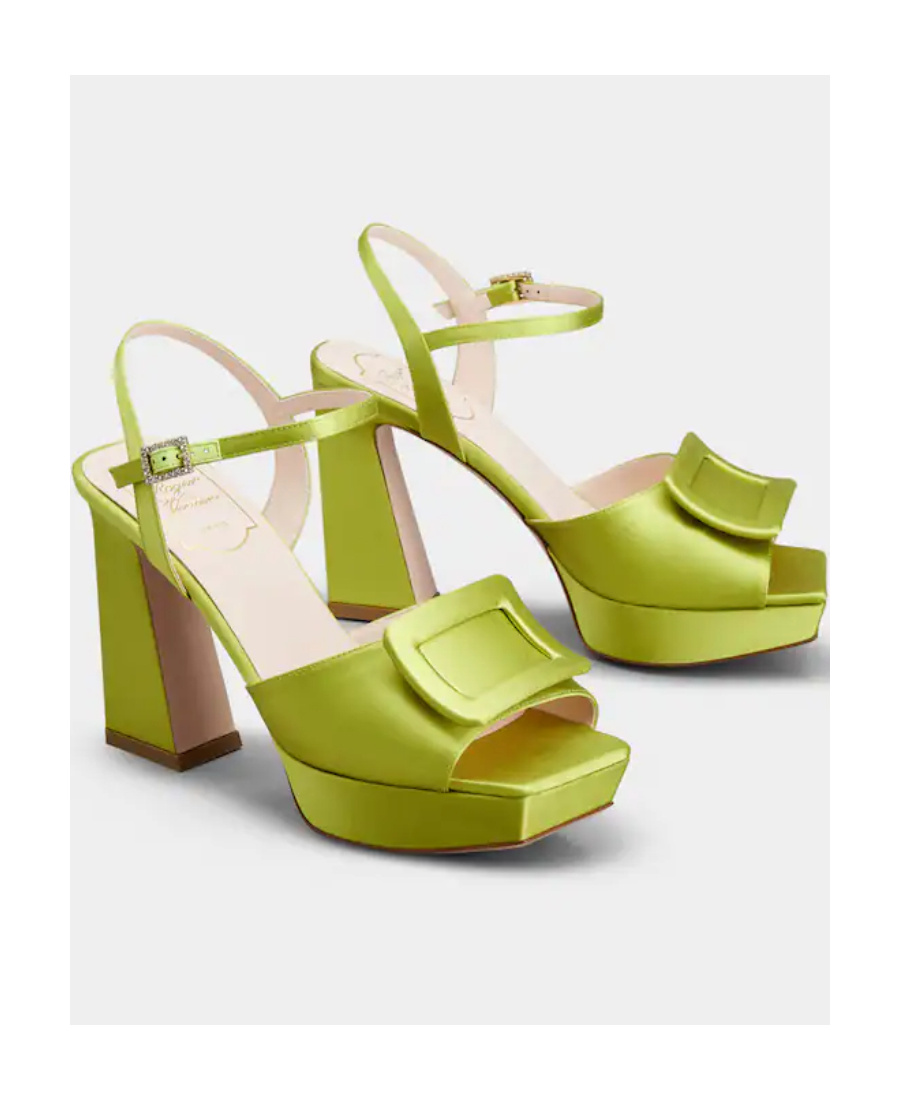 Roger Vivier Buckle High-heeled Sandals With Platform Soles In Green