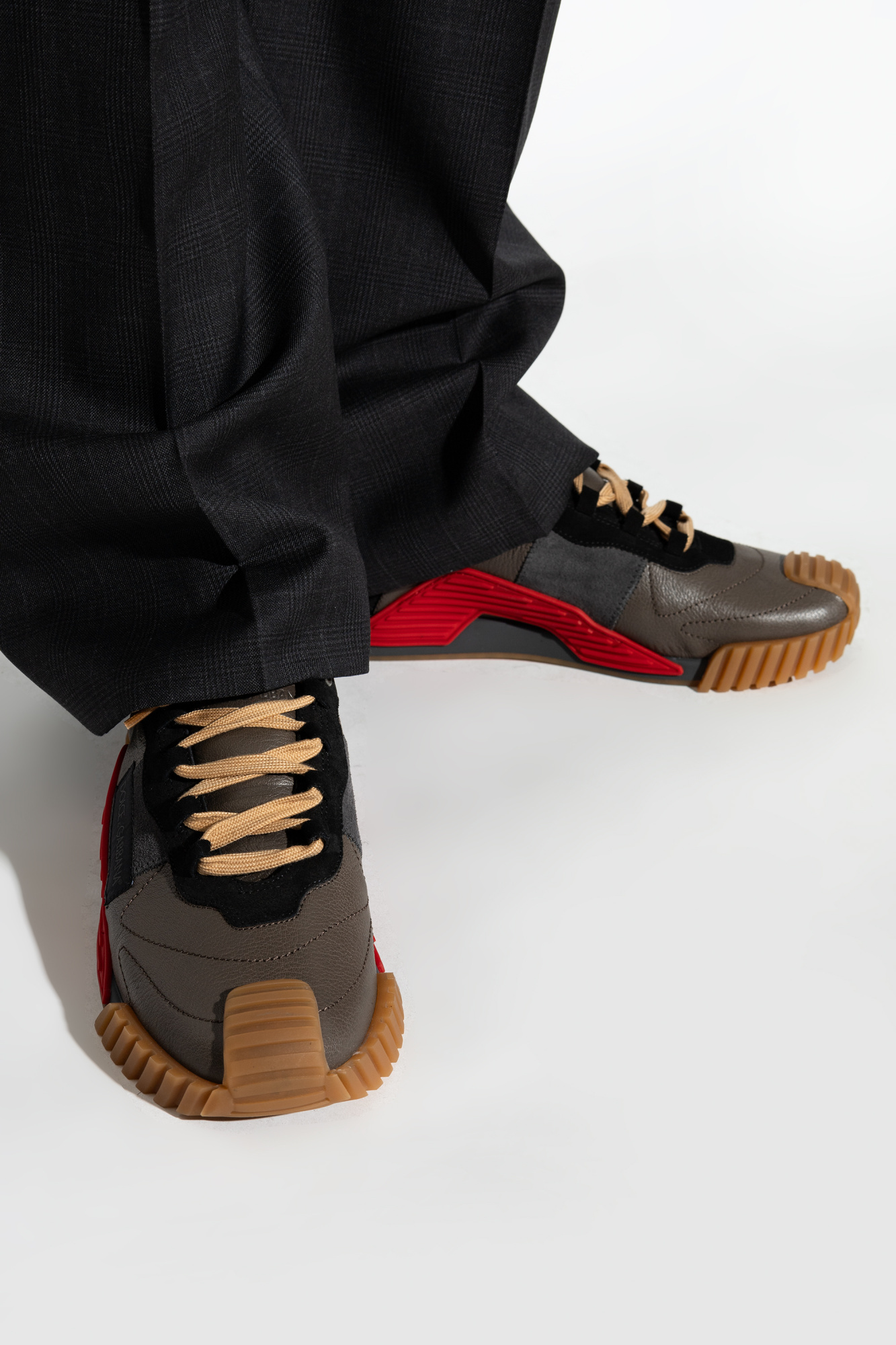 Dolce & Gabbana Ns1 Panelled Leather Sneakers In Black
