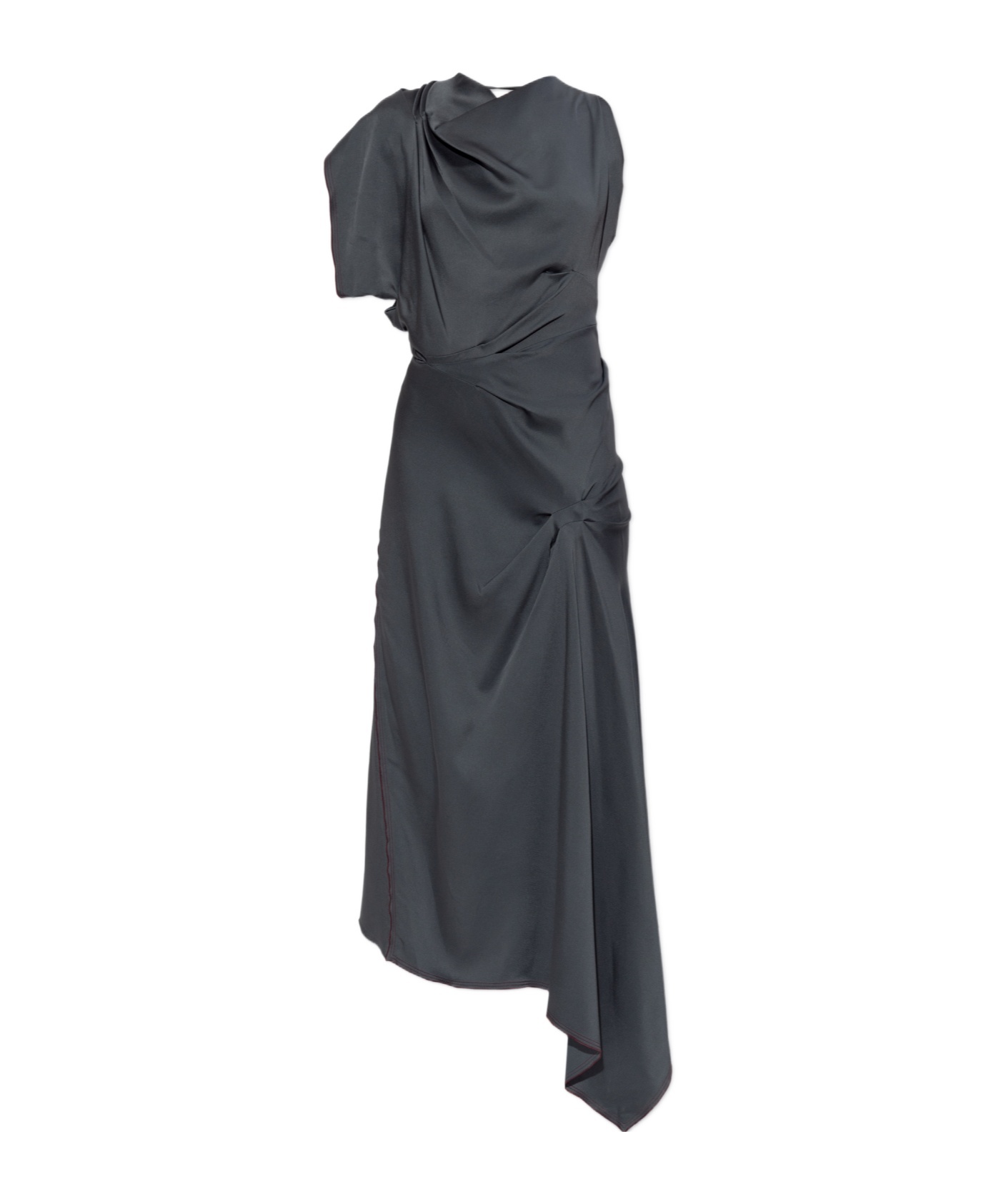 Victoria Beckham Asymmetric Draped Satin Midi Dress In Black