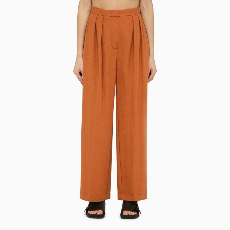 Harris Wharf London High-waisted Palazzo Pants In Brown