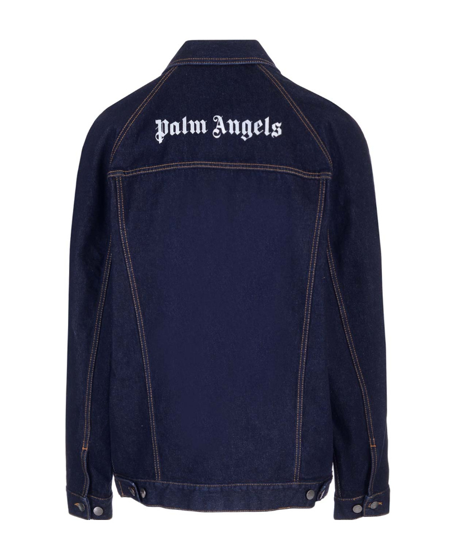 PALM ANGELS EMBROIDERED-LOGO DENIM JACKET 