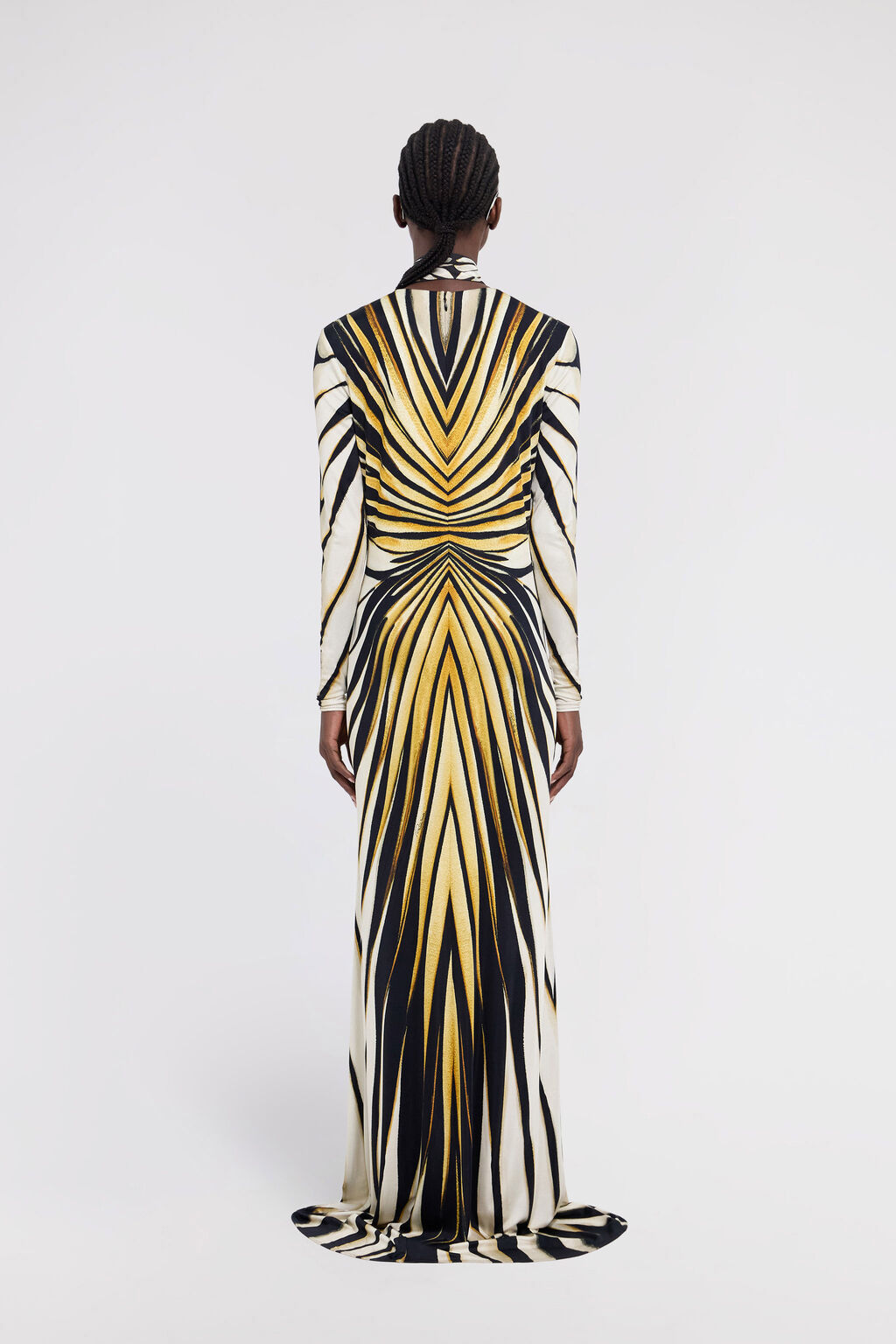 ROBERTO CAVALLI RAY OF GOLD PRINT MAXI DRESS