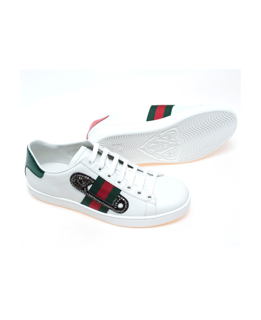 Gucci Safety Pin Casual Sports Shoes In White